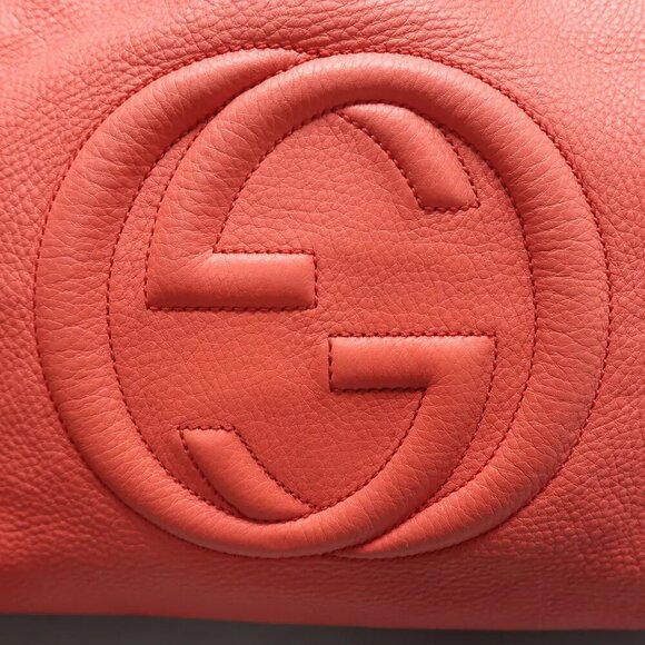 GUCCI Soho Chain Watermelon Red  Leather Shoulder Bag 760-122224 - Picture 8 of 12